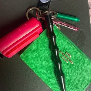 Safety keychain with coach cardholder